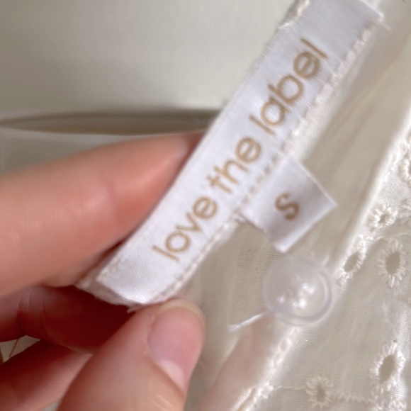 Love the Label Deep V Plunging Neck Ruffle Puff Sleeve 100% Cotton Dress S - Picture 3 of 7